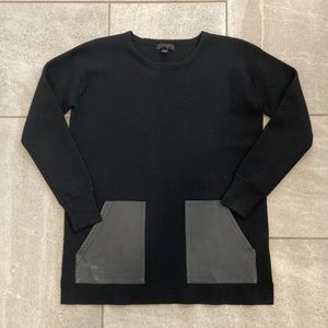 Jcrew 100% Merino Wool Sweater w/ Leather Pockets, Sz XS